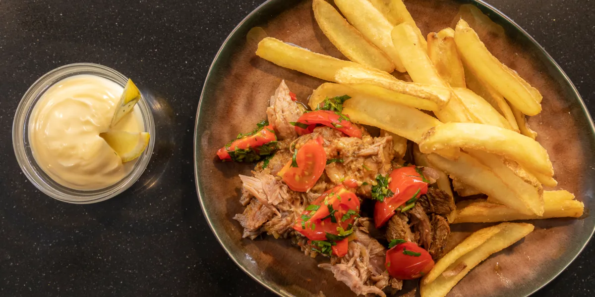 2.0 lamb shoulder stew on Connoisseur Rustic skin on fries