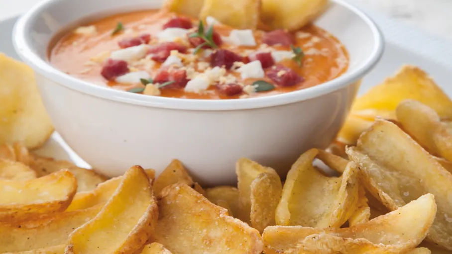 Spanish Menu Salmorejo and Potato Dippers 3830